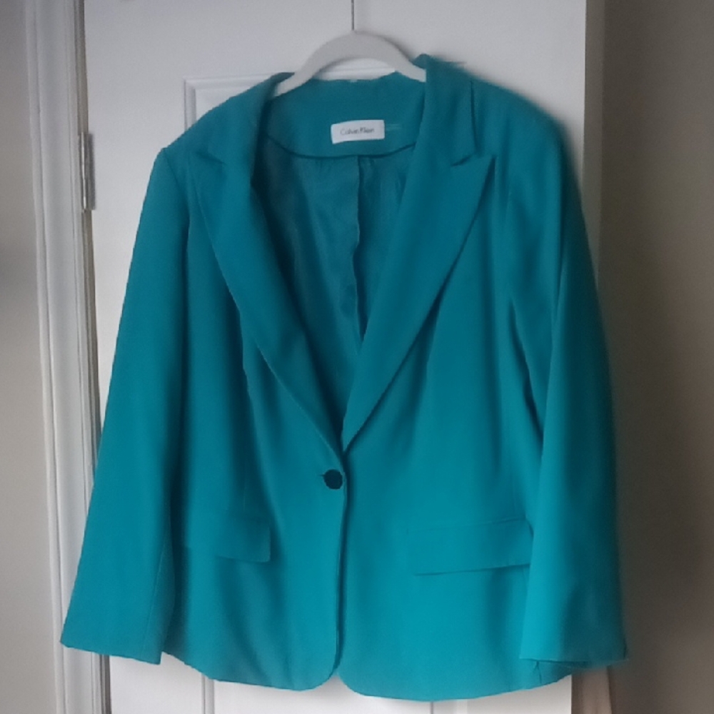 Calvin Klein Blue Blazer Classic Notched Lapels